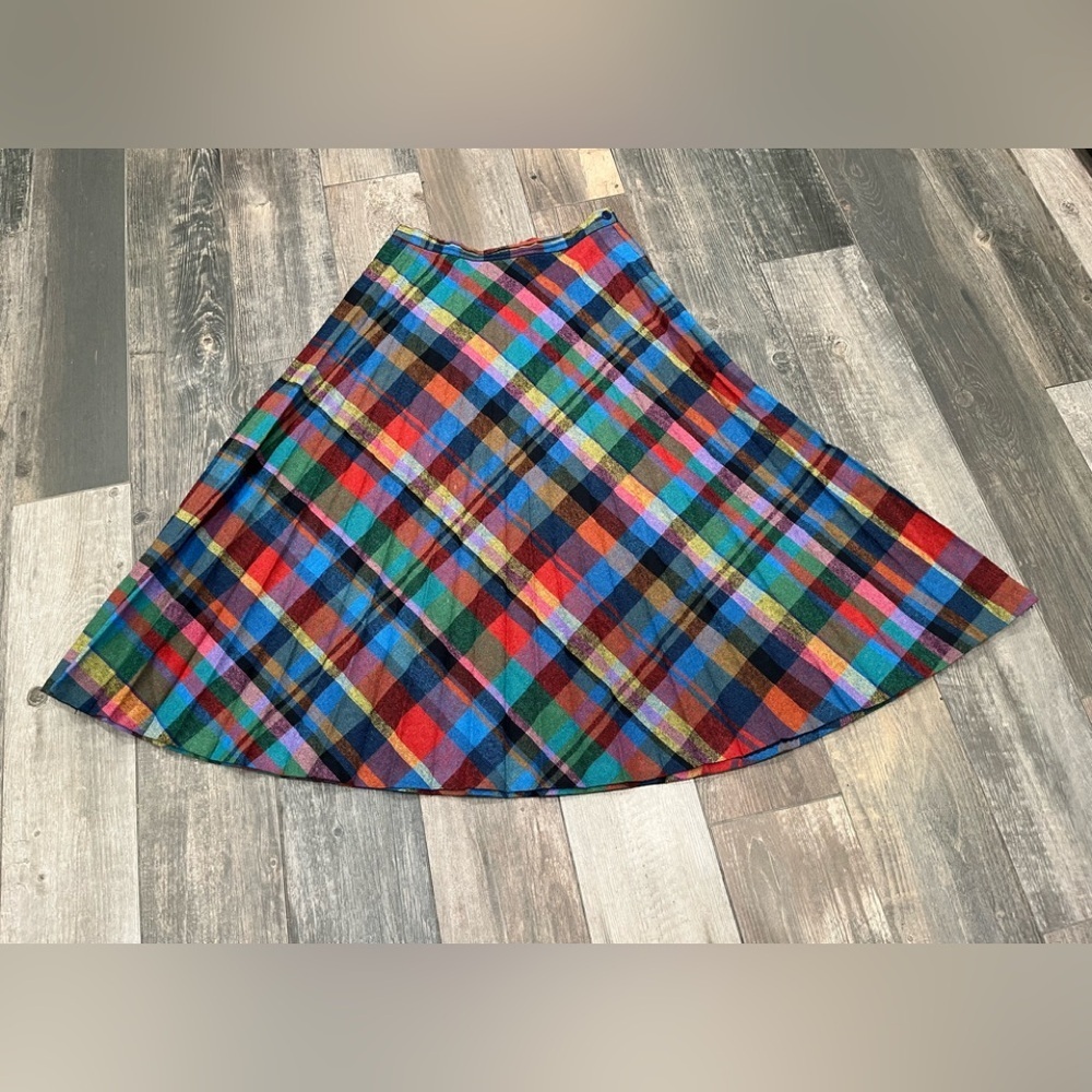 Vintage Classics of Boston Plaid Pleated A-line Jewel Wool Skirt Women Size 11